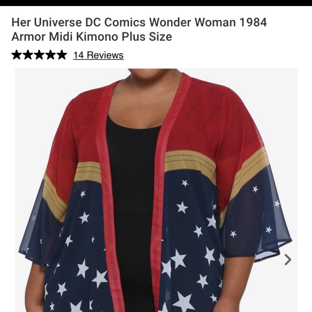 Hot Topic size 2x Wonder Woman kimono